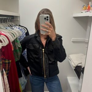 CAbi Black Bomber Jacket with Gold Zipper